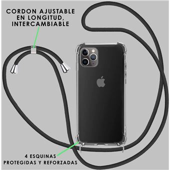 Funda 4-ok Transparente + cuerda Negro para iPhone 15 - Funda para teléfono  móvil
