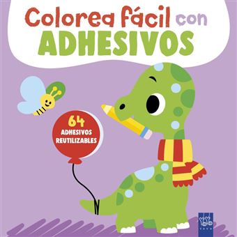 Colorea fácil con adhesivos. Dinosaurio