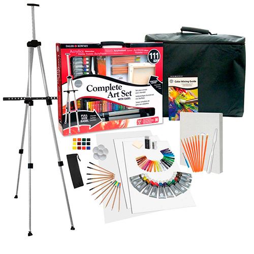 Daler-Rowney Complete Art Set With Carrying Case Color Guide & Easel 111  Pcs for sale online