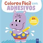 Colorea fácil con adhesivos. Hipopótamo
