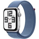 Apple Watch SE 44mm GPS Correa de aluminio Plata y correa Loop deportiva Azul invierno