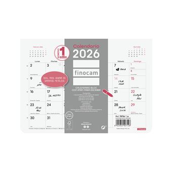 Calendario Bloc Imán Escribir Finocam Trendy Chic Ene-Dic 2026 S - 210x150 mm Mes Vista Blanco Español - 1