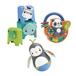 Kit de juego Mattel HFJ93 Fisher-Price Manos panda actividades, cubos apilables de animales y pingüino tentetieso