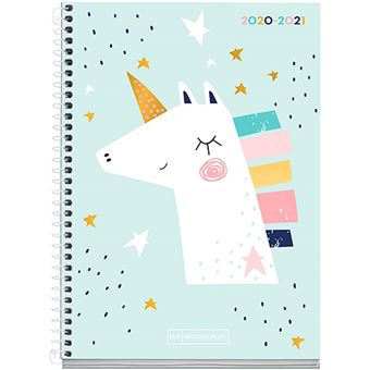 Agenda escolar 2020-2021 Miquelrius Junior Unicornio Plus s/v rígida espiral azul cielo