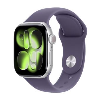 Apple Watch Series 11 GPS + Cellular 42mm Caja Aluminio Plata y Correa Deportiva Morado niebla - Talla S/M - 1