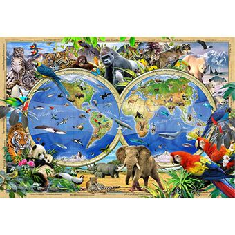 Puzzle de madera Wood City Animal Kingdom map XL 600 piezas - 1