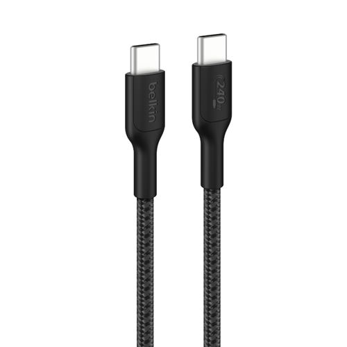 Cable USB - Belkin BoostCharge Pro trenzado USB-C a de 240 W, 3m, Universal, Negro