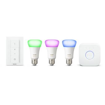 Kit Philips Hue White and Color Ambiance (3 bombillas E27 + puente + interruptor) Blanco