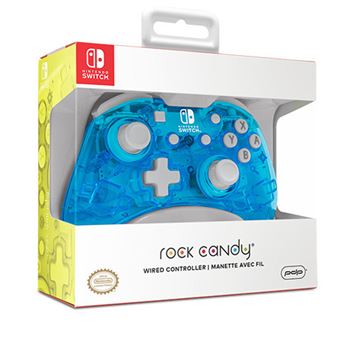 Mando Mini PDP con Cable Rock Candy Azul Glow para Nintendo Switch