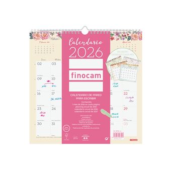 Calendario Pared Escribir Finocam Trendy Design Ene-Dic 2026 300x300 mm Mes Vista Español - 1