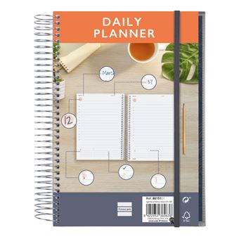 Agenda atemporal A5 Finocam E10 día por página Internacional Azul - 1