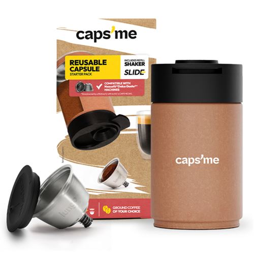 Pack Caps'me Slide: Coctelera Minimalist + Cápsula Reutilizable + Tapa De Silicona Compatible Con Nescafé Dolce Gusto®
