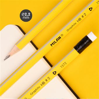 Caja con 12 lápices de grafito HB Milan amarillo con goma - Lápiz - Los  mejores precios