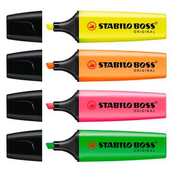 Estuche 4 Marcadores Fluorescentes STABILO BOSS Original - Subrayador - Los  mejores precios