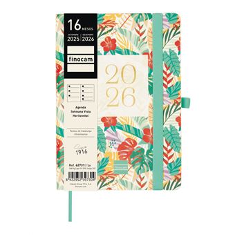 Agenda 16 Meses Finocam Capri Septiembre 2025-Diciembre 2026 F4-118x168 mm Semana Vista Horizontal Jungla Catalán - 1