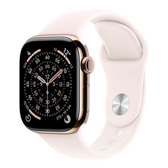 Apple Watch Series 11 GPS + Cellular 42mm Caja Titanio dorado y Correa Deportiva Rubor claro - Talla M/L