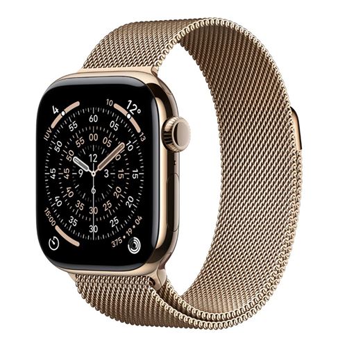 Apple Watch Series 11 Gps + Cellular 42mm Caja Titanio Oro Y Correa Milanese Loop Dorado