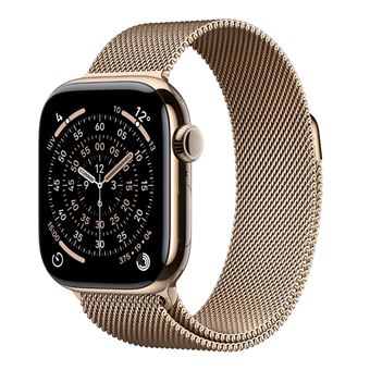 Apple Watch Series 11 GPS + Cellular 42mm Caja Titanio Oro y Correa Milanese Loop Dorado
