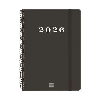Agenda Finocam Espiral Basics My Ene-Dic 2026 E10 - 155x212 mm Semana Vista Horizontal Negro Catalán - 1