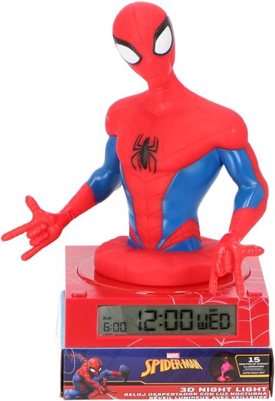 Lámpara reloj-despertador 3d spiderman