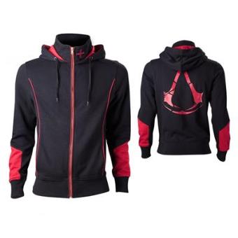 sudadera negra y roja