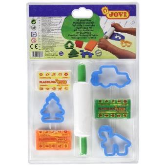 Jovi Set de 3 moldes + 1 rodillas + 3 pastillas de plastilina