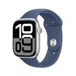 Apple Watch Series 10 GPS + Cellular 42mm Caja Aluminio Plata y Correa deportiva Azul denim - Talla S/M