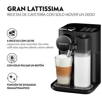 Cafetera de cápsulas De'Longhi Gran Latissima EN640.B, 19 bar, 1.3 l, 0.5 l  depósito de leche, Espuma de leche, 1400 W, Negro - Comprar en Fnac
