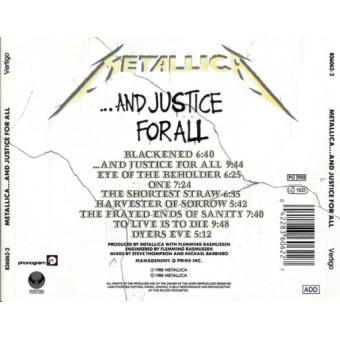 And Justice For All - CD - Metallica - Disco | Fnac
