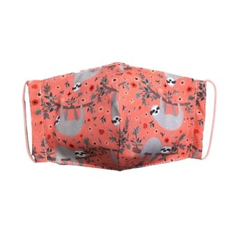 Mascarilla para adulto World Alive higiénica lavable eco Basics coral perezoso