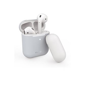 Funda de silicona Puro Azul + tapa blanco para Apple Airpods