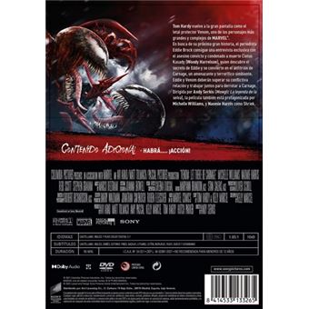 llave inglesa dulce Hundimiento Venom 2: Habrá matanza - DVD - Andy Serkis - Tom Hardy - Michelle Williams  | Fnac