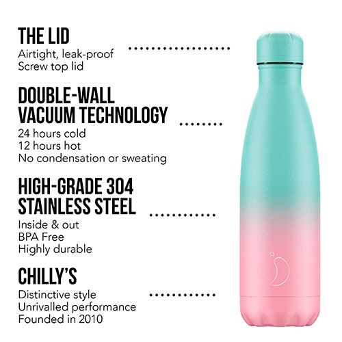 Botella Acero Inoxidable Chilly's 500ml Menta - La Vida Es Algo Más