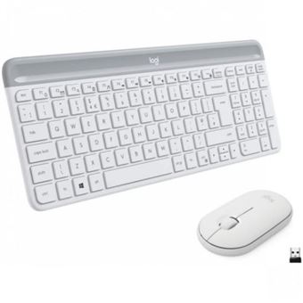 Teclado + Ratón inalámbrico Logitech MK470 Slim Blanco - Conjunto teclado y  ratón