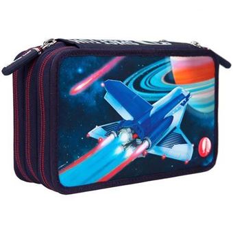 Estuche triple Monster Cars LED space - 1