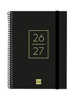 Agenda Escolar Finocam Secundaria Sep 2026 - Jun 2027 4º - 155x212 Mm Semana Vista Horizontal Negro Español