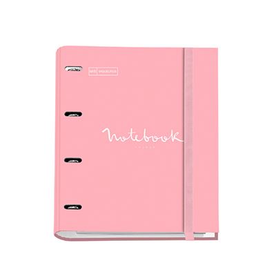Classeur Miquelrius A4 4 Anneaux – Élastique – 100 Feuilles Quadrillées 5x5 – Carton Rigide Brillant