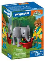 Playmobil animasl & friends zoo: elefante bebé y cuidadora