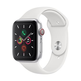 Apple Watch S5 44 mm LTE Caja de aluminio en plata y Correa deportiva Blanco