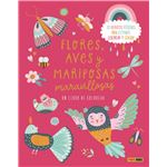 Flores Aves Y Mariposas Maravillosas-Libro Para Colorear Con