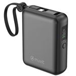 Powerbank Muvit For Change MCCHP0014 10000mAh USB-A 22W + USB-C Power Delivery 35W + 2 Cables integrados USB-C (PD35W y PD20W) Negro