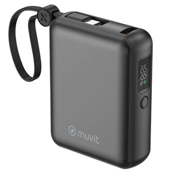 Powerbank Muvit For Change MCCHP0014 10000mAh USB-A 22W + USB-C Power Delivery 35W + 2 Cables integrados USB-C (PD35W y PD20W) Negro