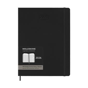 Agenda Moleskine 2026 Semanal Profesional Vertical Extralarge Negra Tapa Dura - 1