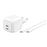 Cargador de pared dual Belkin BoostCharge Pro 50W USB-C GaN Power Delivery + Cable USB-C 1m Blanco