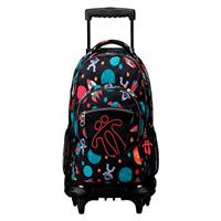 Mochila escolar con ruedas Totto Bomper Renglones Spacey negra