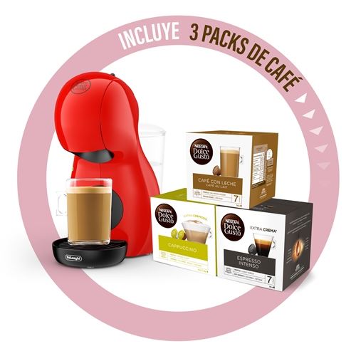 Cafetera de cápsulas De'Longhi Piccolo XS EDG210 Rojo + 3 packs de cápsulas  - Comprar en Fnac