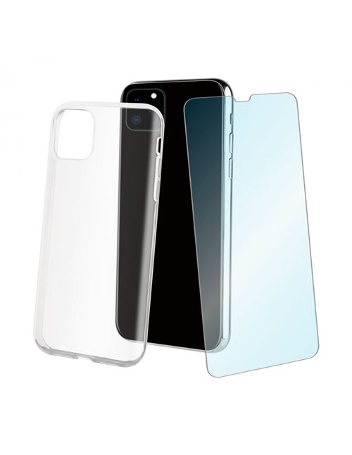 Funda Muvit Cristal Soft Transparente + Protector de pantalla Cristal Templado para iPhone 11