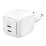 Cargador de pared dual Belkin BoostCharge Pro 50W USB-C GaN Power Delivery Blanco