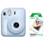 Kit Cámara instantánea Fujifilm Instax Mini 12 Azul pastel + Carga de película de 10 fotos