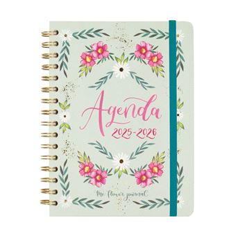 Agenda Escolar Finocam The Flower Journal Curso 2025-2026 E10-155x212 mm Semana Vista Horizontal Verde Español - 1